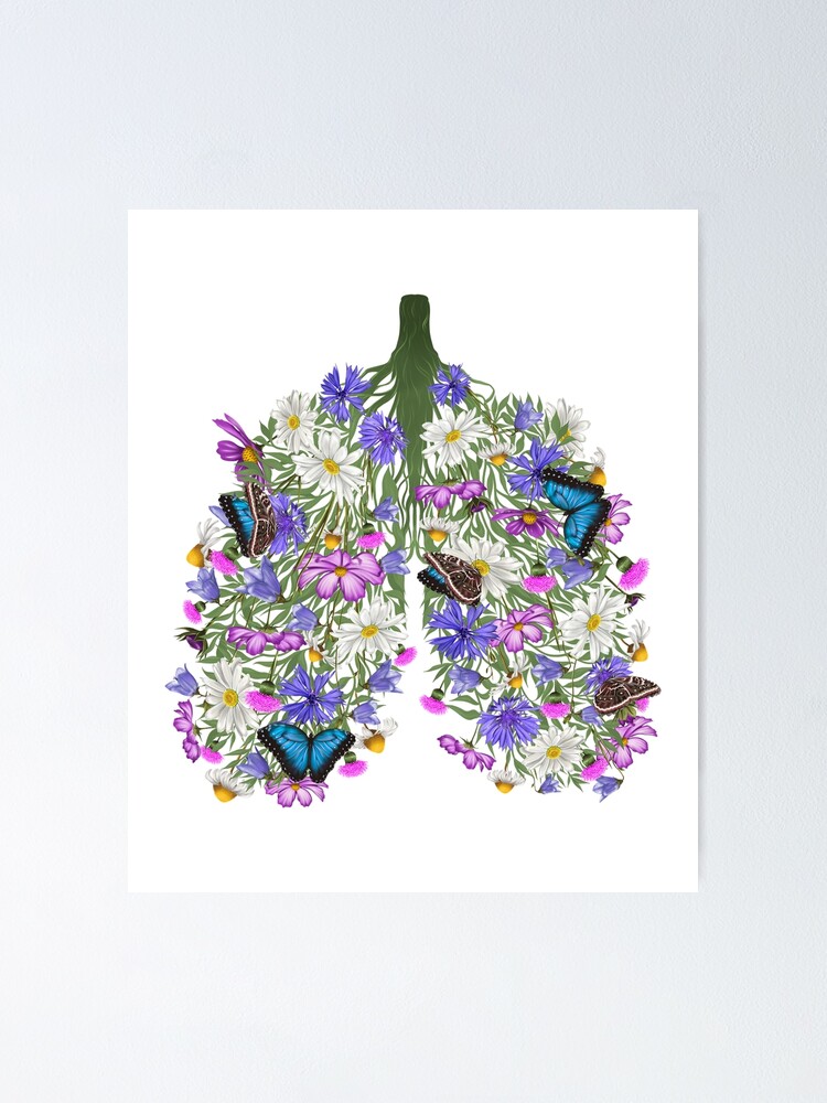 "Natures Breath floral butterflies lungs,Lung Anatomy and Flowers Art