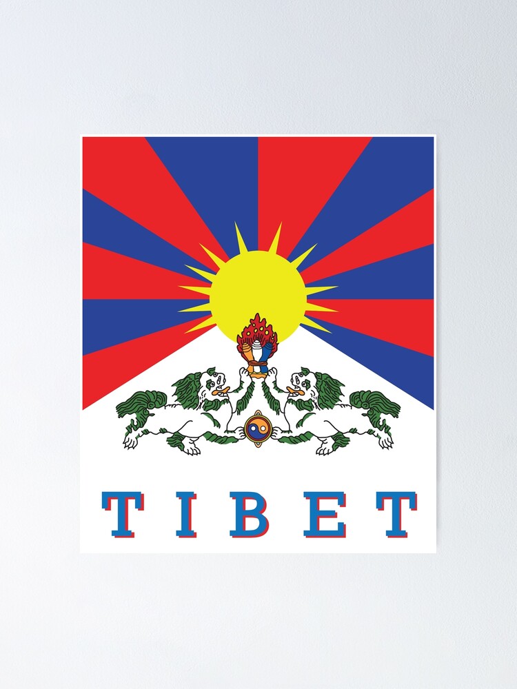Poster for Sale avec l'œuvre « Tibet Drapeau tibétain conception d