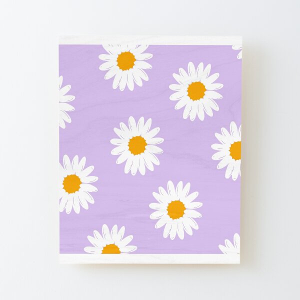Lilac Daisy Pattern Wood Mounted Print