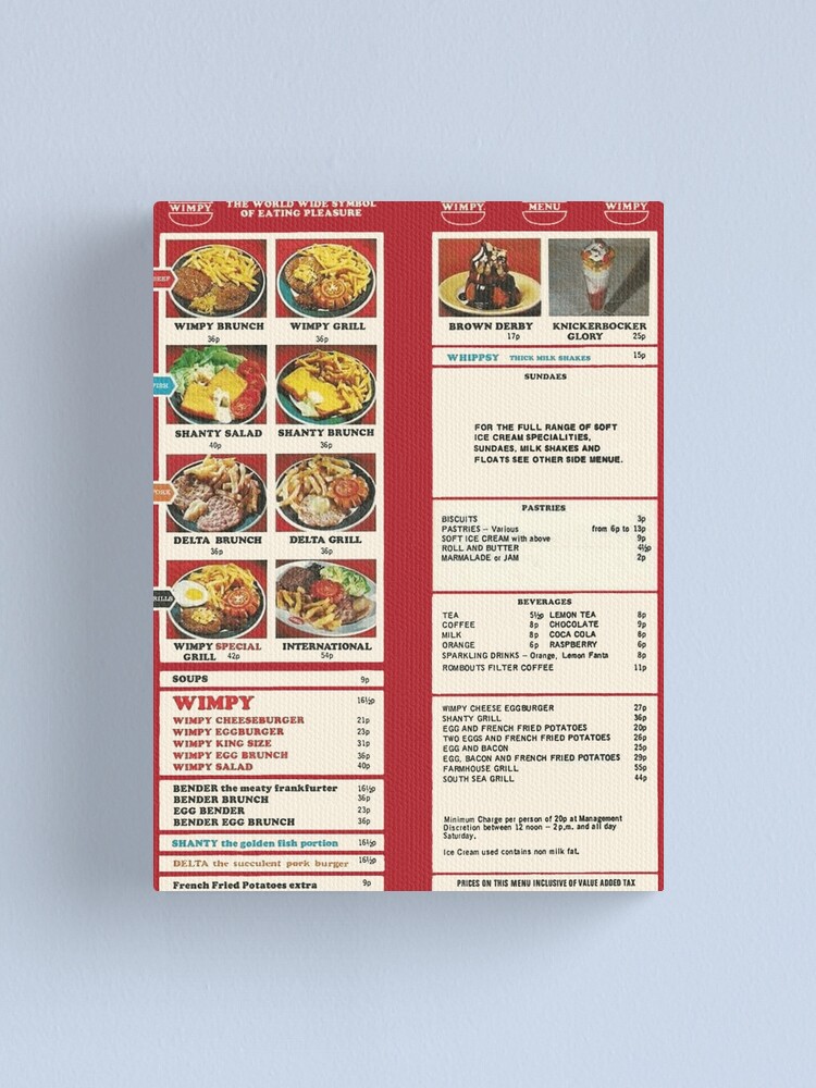 Wimpy UK A Wimpy Menu From The Late 1960's Things Have Certainly ...