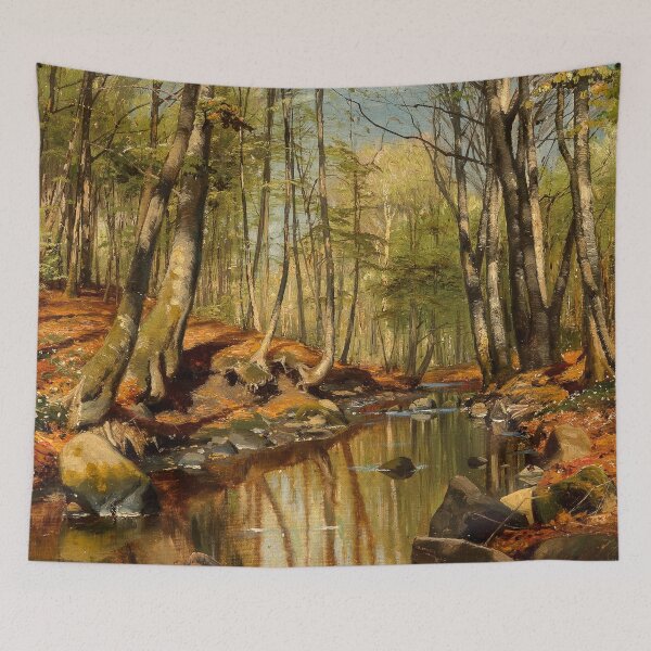 Item preview, A wooded river landscape, by Peder Mork Monsted designed and sold by Irina Polyanskaya.