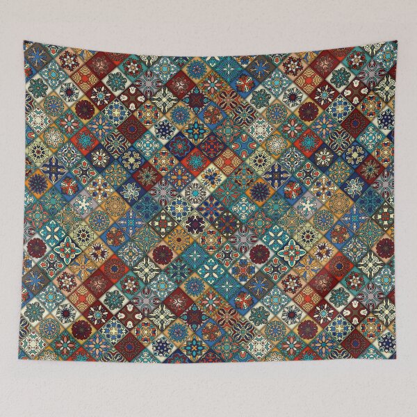 Item preview, Vintage patchwork with floral mandala elements designed and sold by Somberlain.