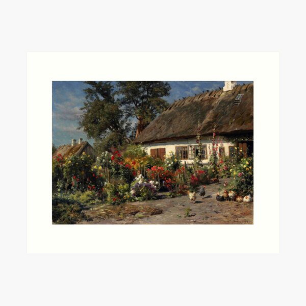 Item preview, A Cottage Garden with Chickens, by Peder Mork Monsted designed and sold by Irina Polyanskaya.