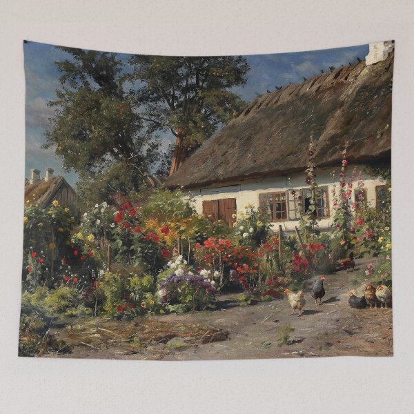 Item preview, A Cottage Garden with Chickens, by Peder Mork Monsted designed and sold by Irina Polyanskaya.