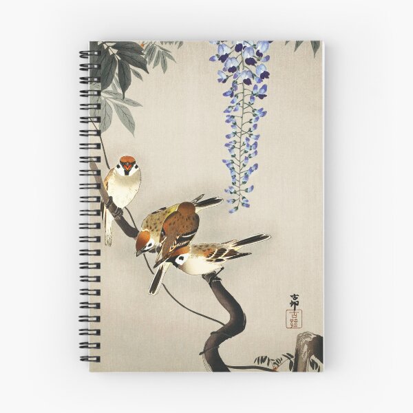 Item preview, Ring sparrows at wisteria, japanese art designed and sold by vanyadesign.