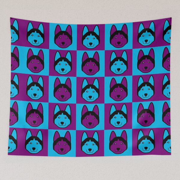 Item preview, Dog face patterns purple blue designed and sold by CoolArtByMboya.