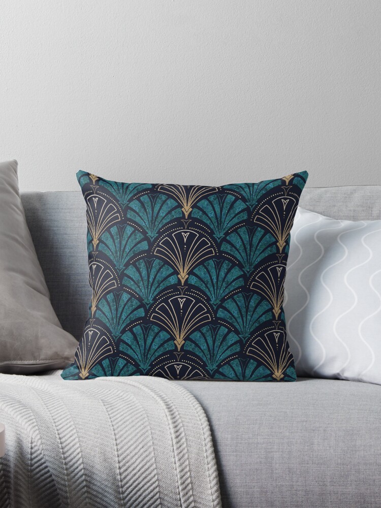 Gold Teal Art Deco Great Gatsby Style Pattern