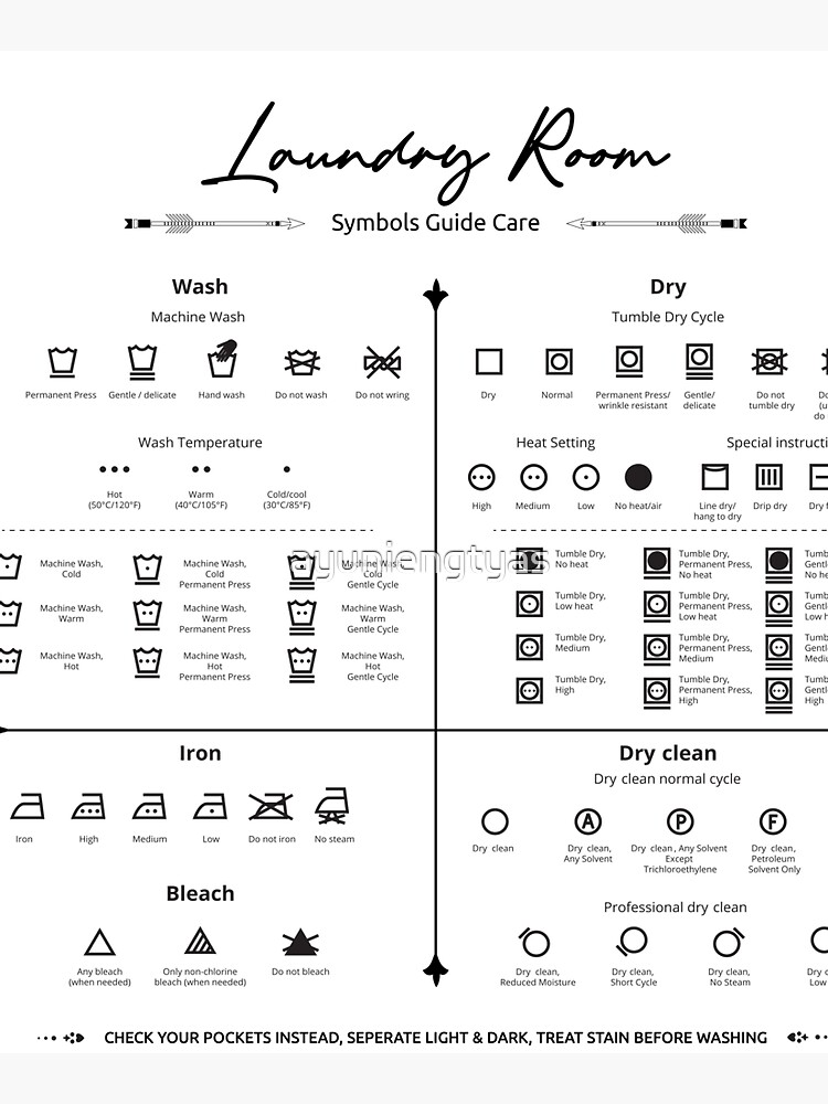 Laundry guide, textile care symbols | Tote Bag