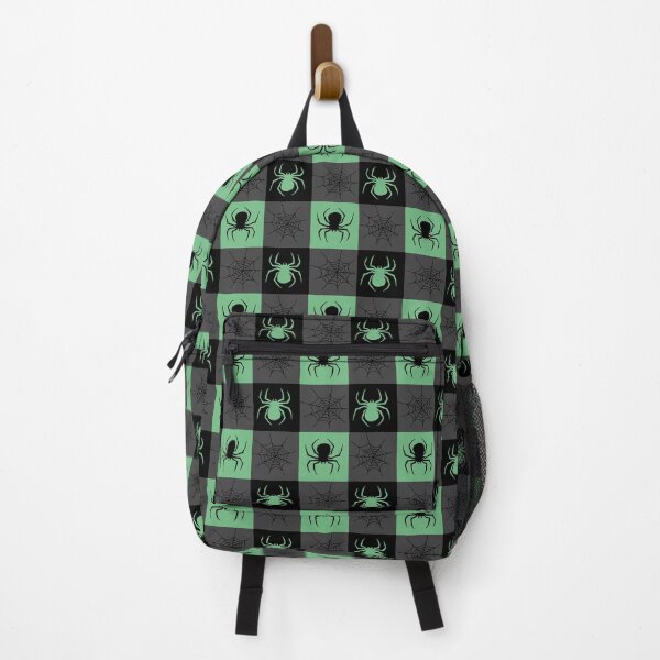 Item preview, Green grey and black checkered with spiders and webs designed and sold by DemonicGloom.