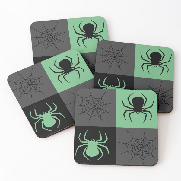 Item preview, Green grey and black checkered with spiders and webs designed and sold by DemonicGloom.
