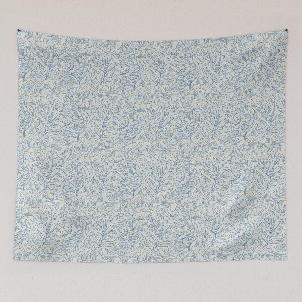 Item preview, Beige And Blue Abstract Flower Art Hand Drawn Pattern designed and sold by alchemytree.