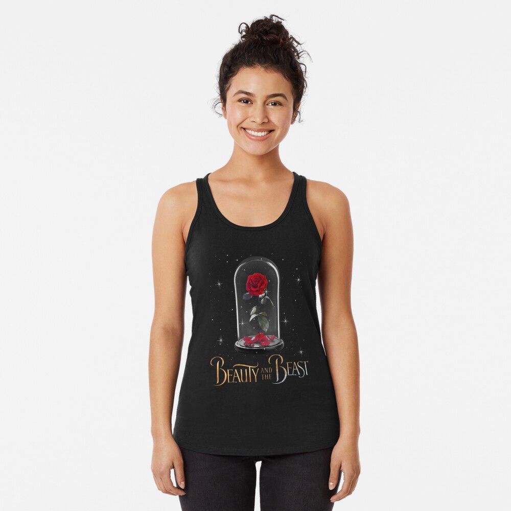 Disney Women's Slim Beauty and The Beast Rose Poster Racerback Graphic Tank  Top, Black, Small : : Clothing, Shoes & Accessories