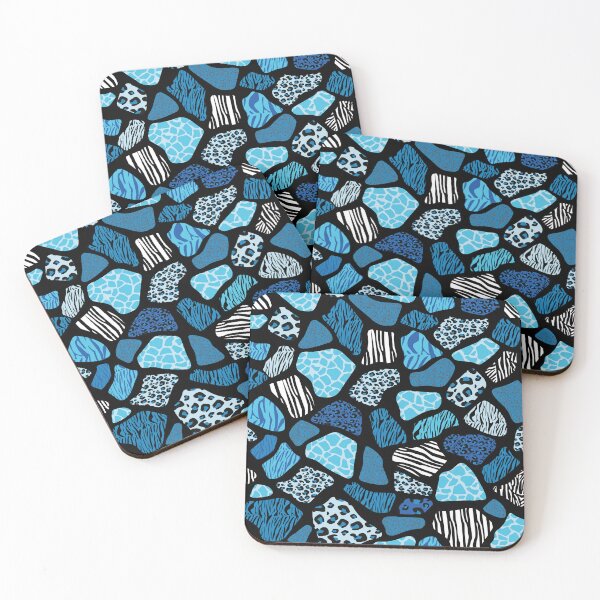 Item preview, African Safari Wild Animal Fur Patchwork Pattern Blue designed and sold by VintageStyle.