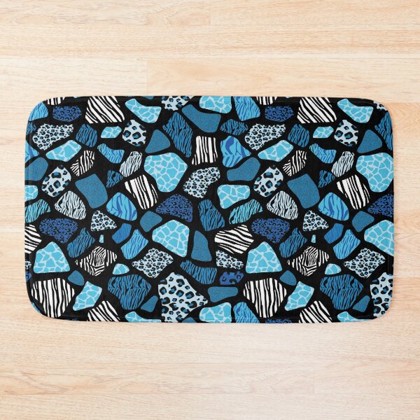Item preview, African Safari Wild Animal Fur Patchwork Pattern Blue designed and sold by VintageStyle.
