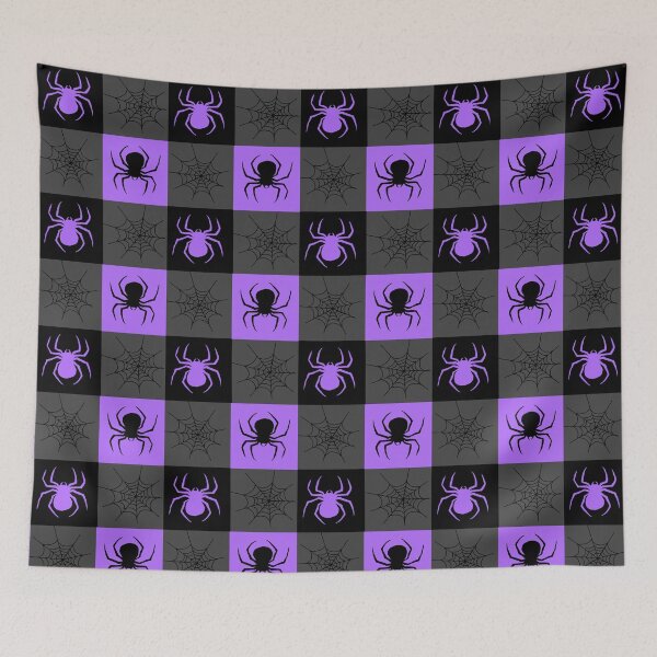 Item preview, Purple grey and black checkered with spiders and webs designed and sold by DemonicGloom.