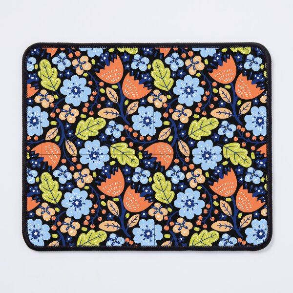 Item preview, Blue Beige Black and Orange Abstract Flower Art designed and sold by alchemytree.