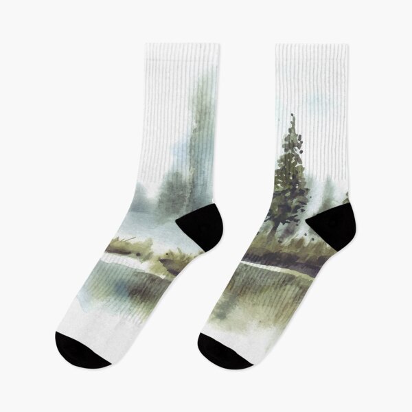 Item preview, Aesthetic Reflection Of Pine Trees In Lake Watercolor designed and sold by Yorda Creative.