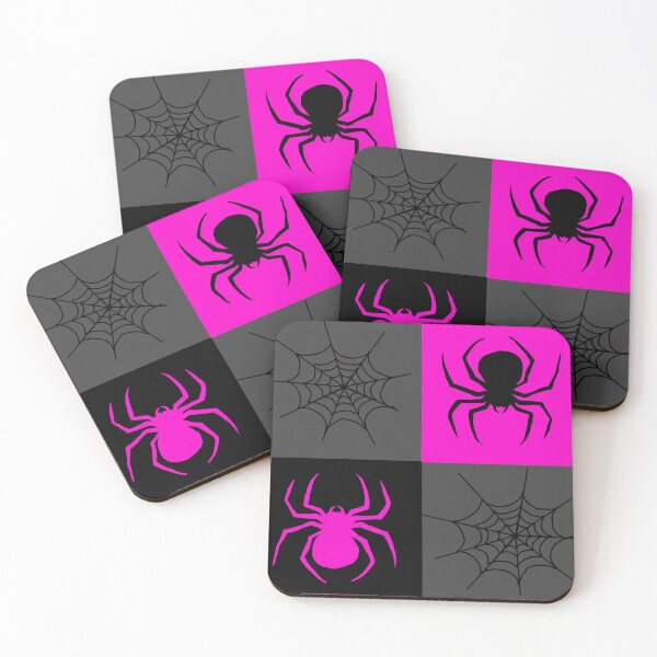Item preview, Hot pink grey and black checkered with spiders and webs designed and sold by DemonicGloom.