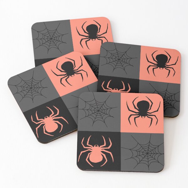 Item preview, Light orange grey and black checkered with spiders and webs designed and sold by DemonicGloom.