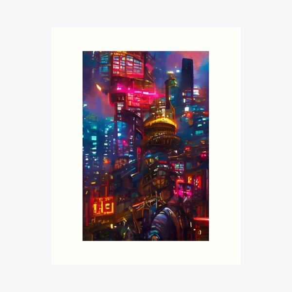 Item preview, Cyberpunk Cityscape designed and sold by AM FineArtPrints.