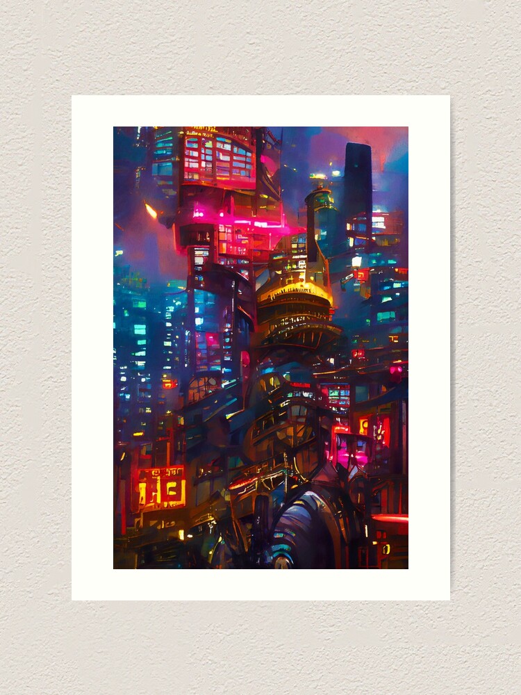 Cyberpunk, city, buildings, art HD wallpaper