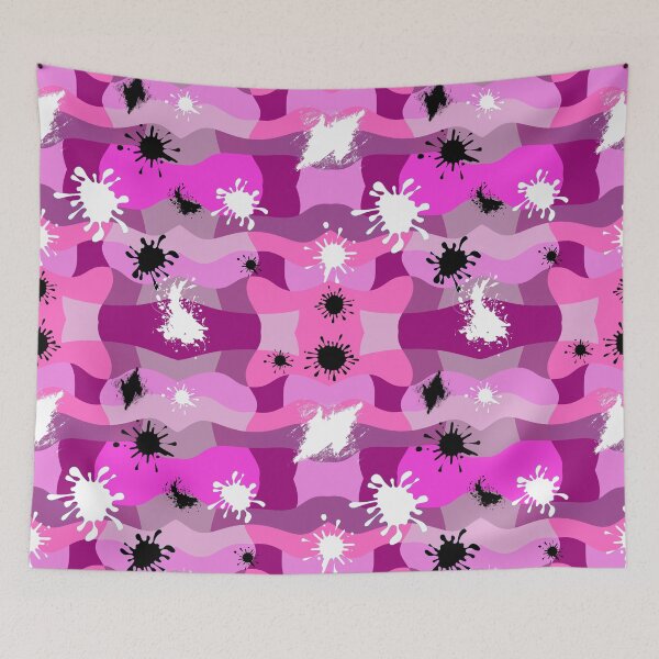 Item preview, Ink Spots On Pink Abstract Geometric Pattern - Black Ink Spot | White Ink Spot designed and sold by Delandor.