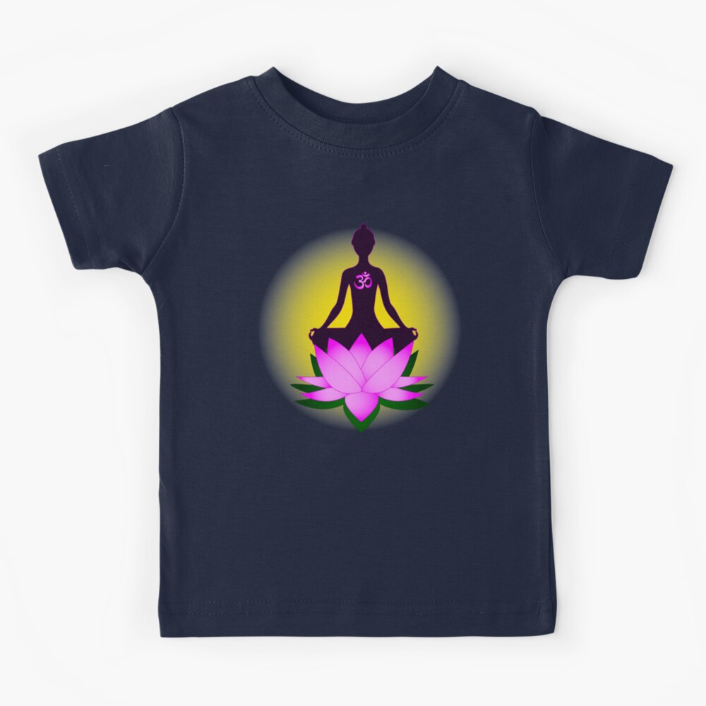 Yoga meditation in pink lotus flower Kids T-Shirt for Sale by pixxart
