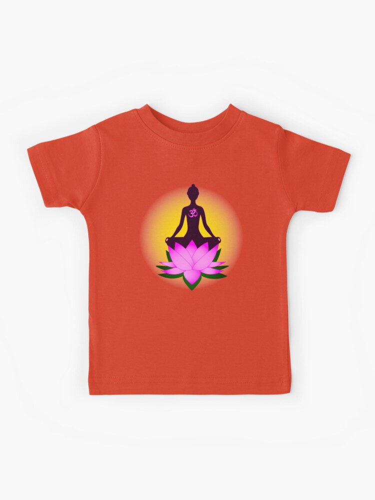 Yoga meditation in pink lotus flower Kids T-Shirt for Sale by pixxart