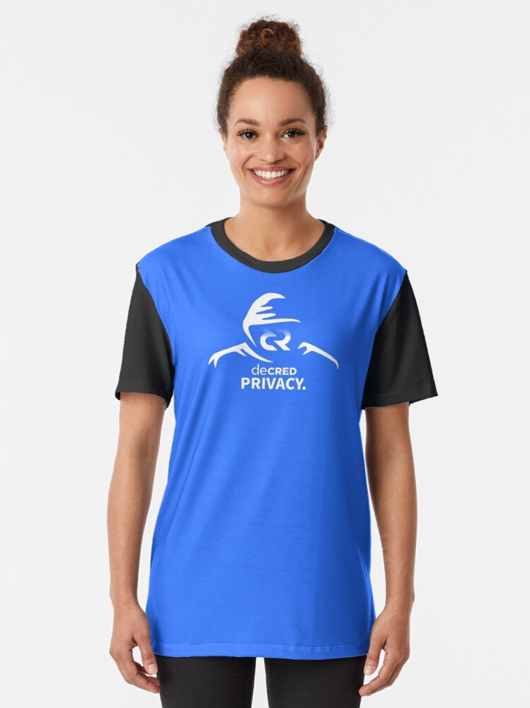 Thumbnail 2 of 5, Graphic T-Shirt, Decred privacy - DCR Blue © v1 (Design timestamped by https://timestamp.decred.org/) designed and sold by OfficialCryptos.