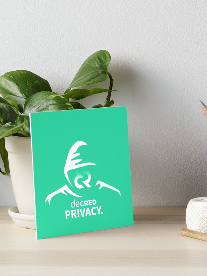 Thumbnail 1 of 2, Art Board Print, Decred privacy - DCR Turquoise © v1 (Design timestamped by https://timestamp.decred.org/) designed and sold by OfficialCryptos.
