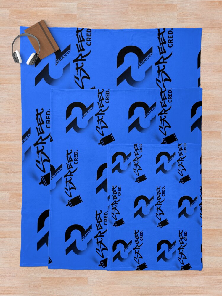 Thumbnail 5 of 6, Throw Blanket, Street Cred - DCR Blue © v2 (Design timestamped by https://timestamp.decred.org/) designed and sold by OfficialCryptos.