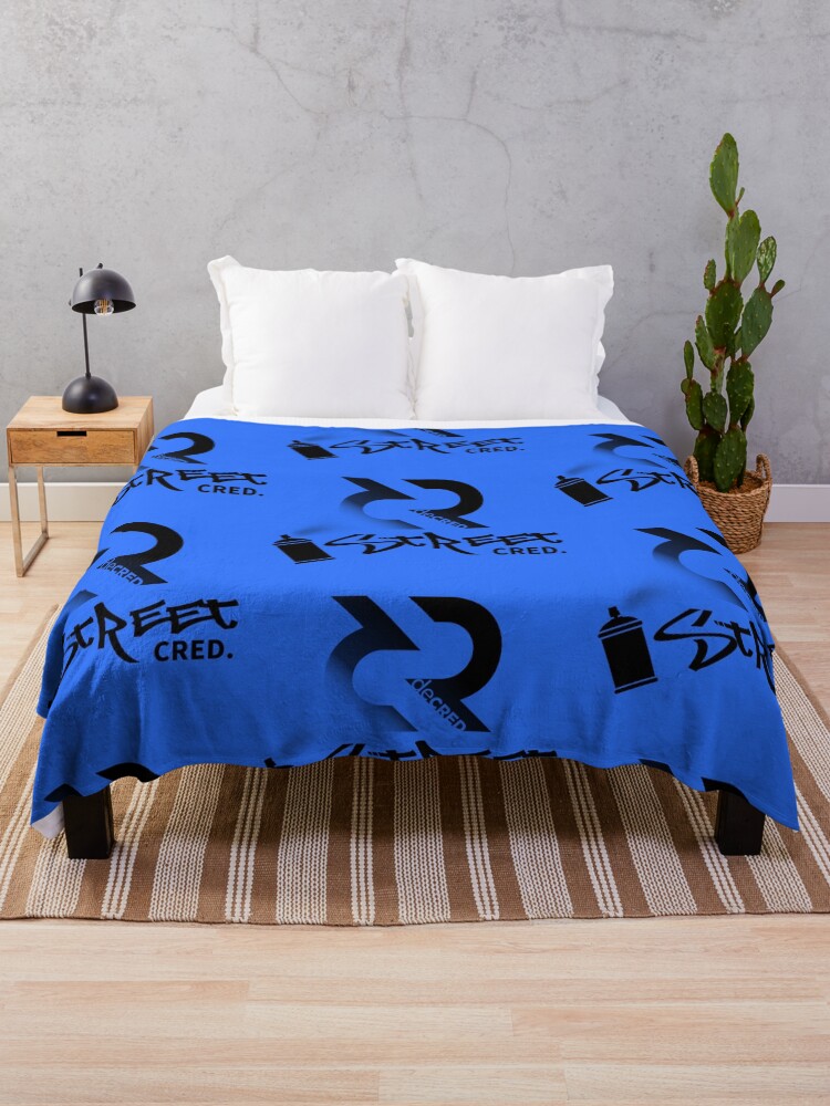 Thumbnail 1 of 6, Throw Blanket, Street Cred - DCR Blue © v2 (Design timestamped by https://timestamp.decred.org/) designed and sold by OfficialCryptos.