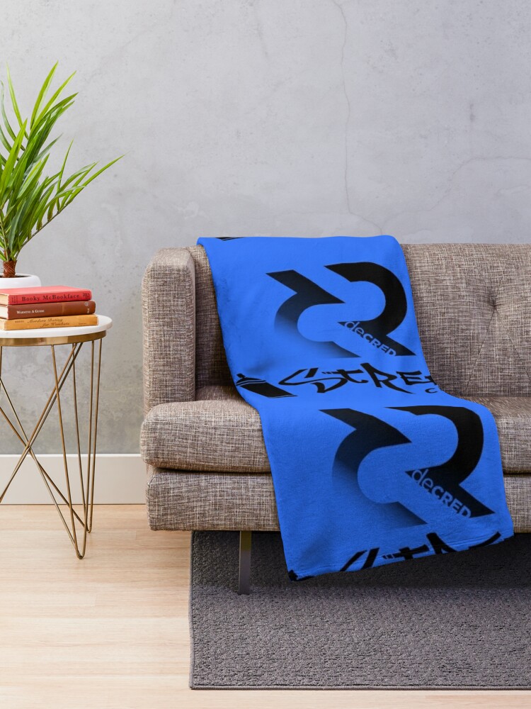 Thumbnail 2 of 6, Throw Blanket, Street Cred - DCR Blue © v2 (Design timestamped by https://timestamp.decred.org/) designed and sold by OfficialCryptos.