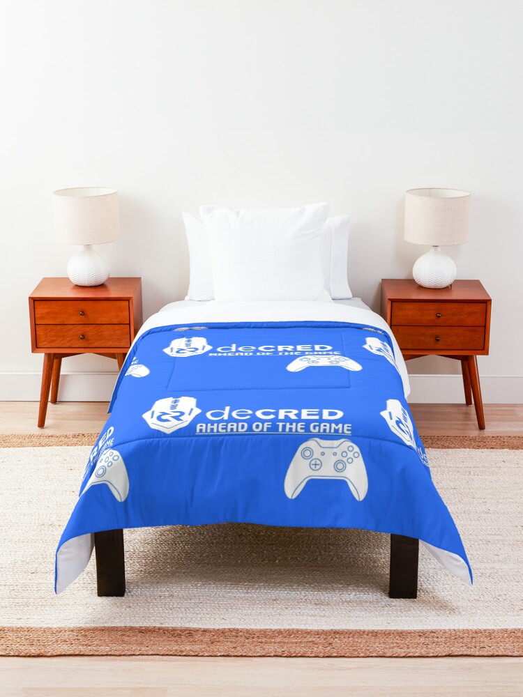 Thumbnail 3 of 6, Comforter, Decred ahead of the game - DCR Blue © v1 (Design timestamped by https://timestamp.decred.org/) designed and sold by OfficialCryptos.