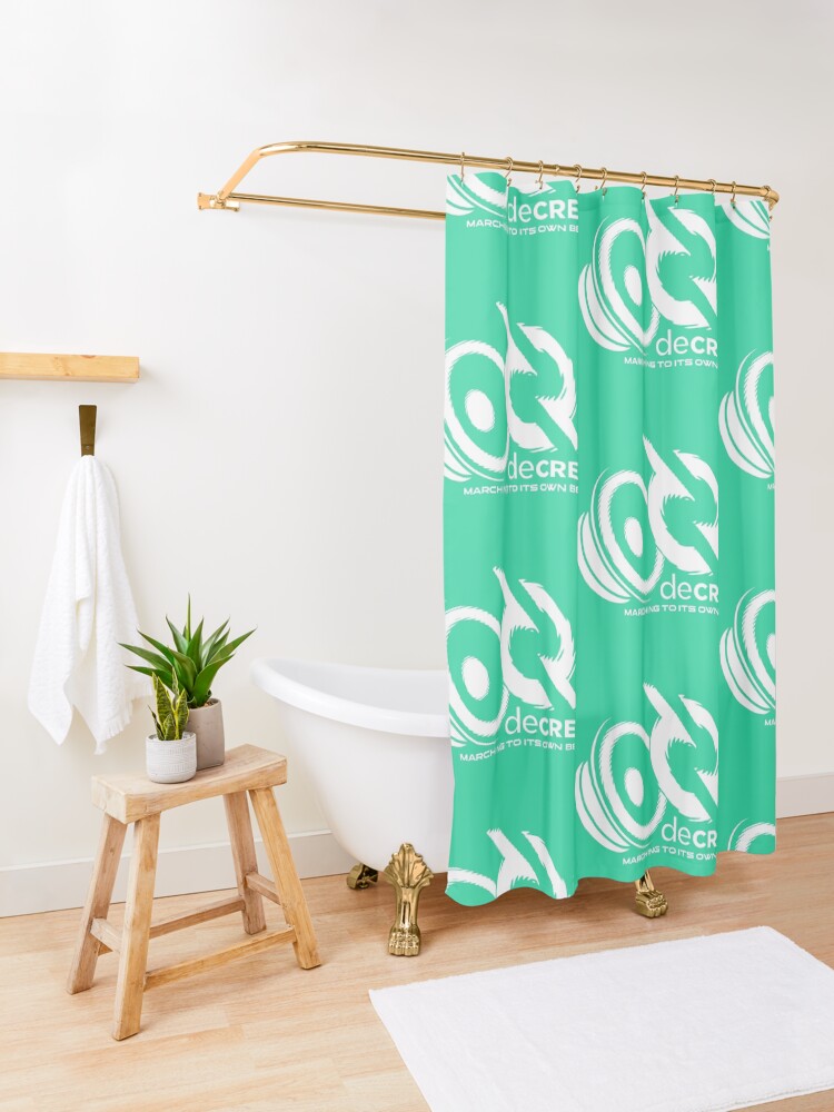 Thumbnail 3 of 5, Shower Curtain, Decred Beat - DCR Turquoise © v1 (Design timestamped by https://timestamp.decred.org/) designed and sold by OfficialCryptos.