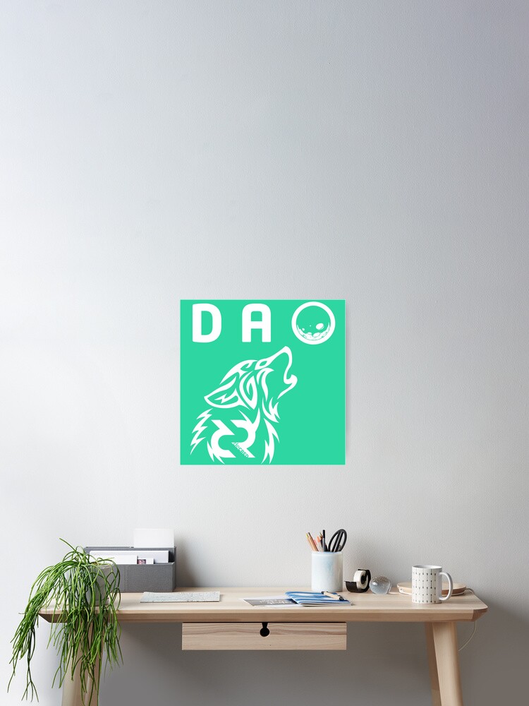 Thumbnail 1 of 3, Poster, Decred DAO wolf - DCR Turquoise © v1 (Design timestamped by https://timestamp.decred.org/) designed and sold by OfficialCryptos.