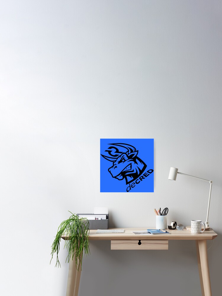 Poster, Decred Bull rage - DCR Blue © v1 (Design timestamped by https://timestamp.decred.org/) designed and sold by OfficialCryptos