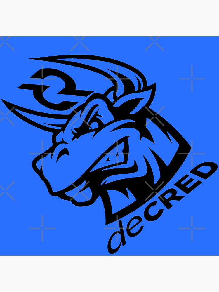 Thumbnail 3 of 3, Poster, Decred Bull rage - DCR Blue © v1 (Design timestamped by https://timestamp.decred.org/) designed and sold by OfficialCryptos.