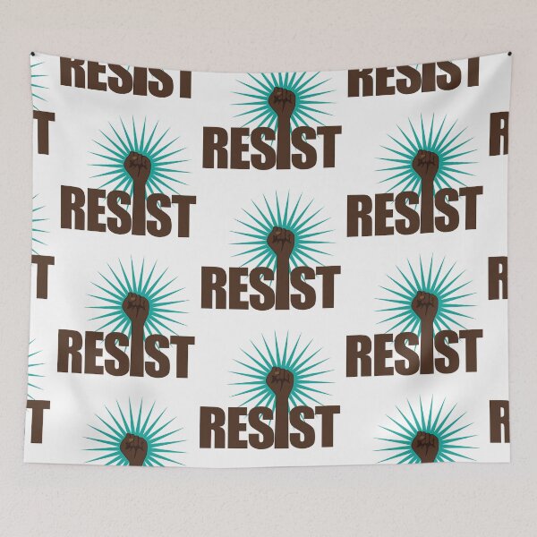 Item preview, Resist poster design with type and raised fist for women's march, science march, education march, anti-Trump resistance designed and sold by La Cartoonista.