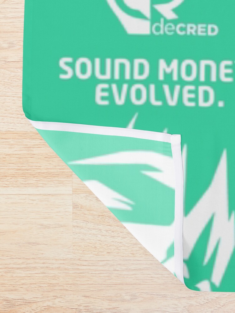 Thumbnail 2 of 5, Shower Curtain, Decred sound money evolved - DCR Turquoise © v1 (Design timestamped by https://timestamp.decred.org/) designed and sold by OfficialCryptos.