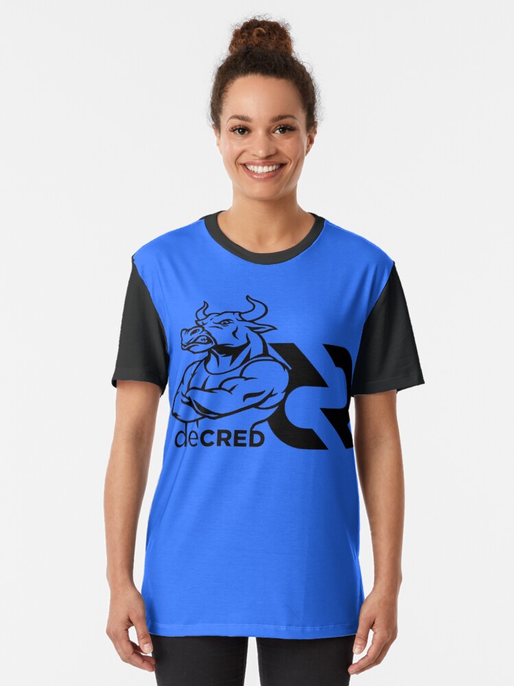Alternate view of Decred Strong Bull - DCR Blue © v1 (Design timestamped by https://timestamp.decred.org/) Graphic T-Shirt