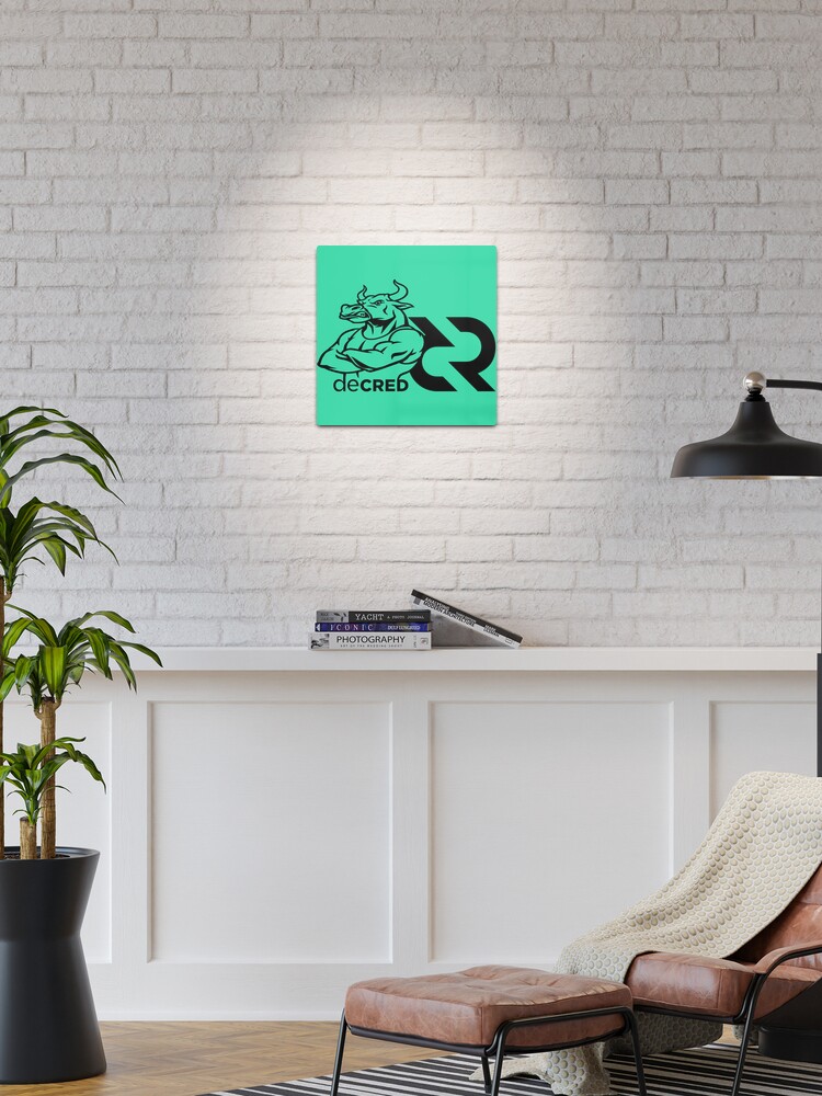 Thumbnail 1 of 4, Metal Print, Decred Strong Bull - DCR Turquoise © v1 (Design timestamped by https://timestamp.decred.org/) designed and sold by OfficialCryptos.