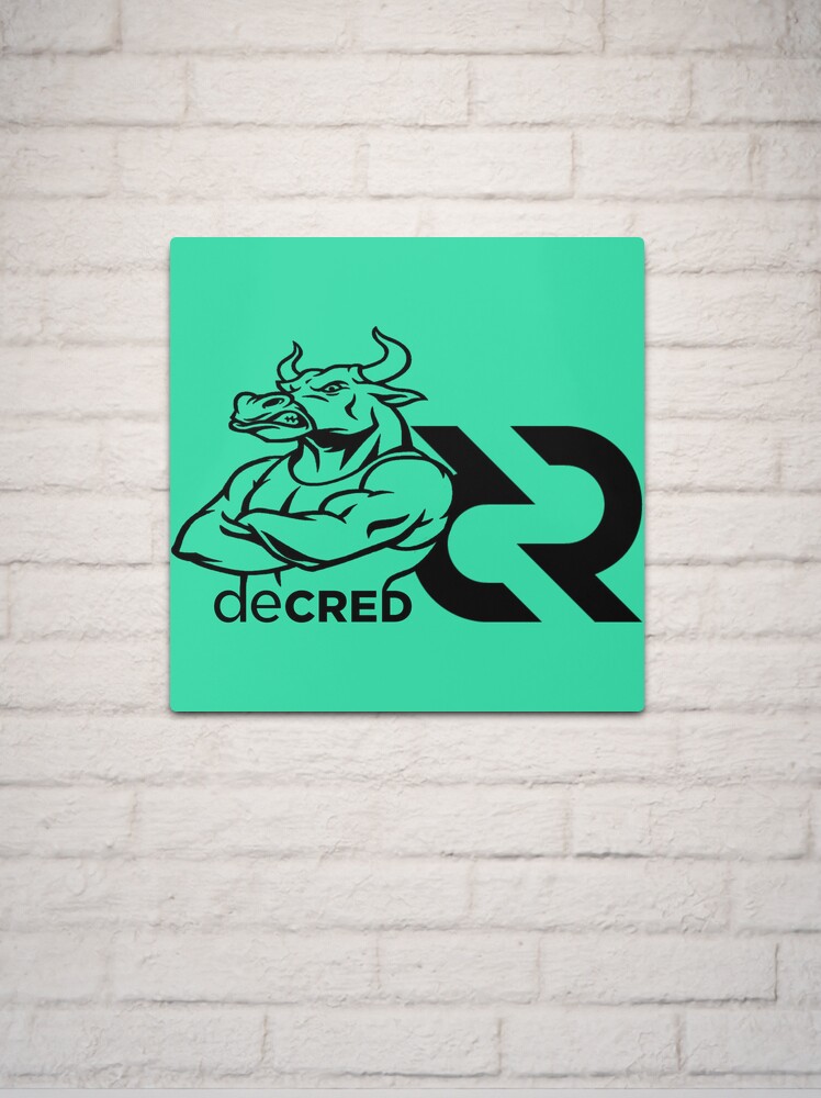 Metal Print, Decred Strong Bull - DCR Turquoise © v1 (Design timestamped by https://timestamp.decred.org/) designed and sold by OfficialCryptos