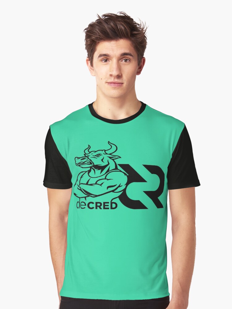 Thumbnail 1 of 5, Graphic T-Shirt, Decred Strong Bull - DCR Turquoise © v1 (Design timestamped by https://timestamp.decred.org/) designed and sold by OfficialCryptos.