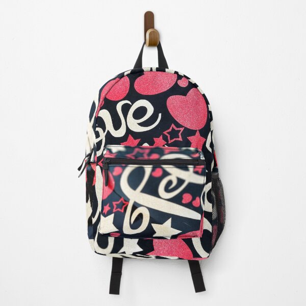 Item preview, Black and Multicolored I Love You Heart Printed Textile designed and sold by DN Shop ★★★★★.