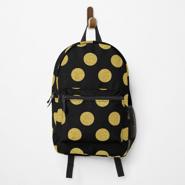 Item preview, Glittery Gold Polka Dots on black background pattern designed and sold by Mehwish.
