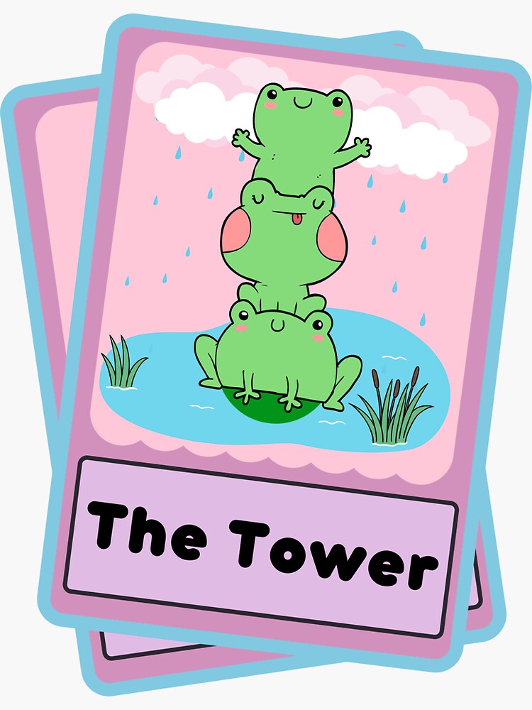 Tower Of Frogs Tarot Card Sticker By Magiccauldron Redbubble 