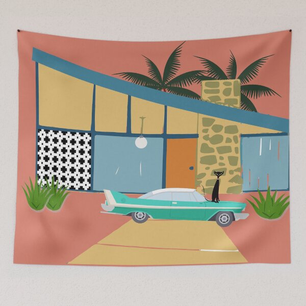 Item preview, Vintage Car Parked outside a Palm Springs MCM House designed and sold by LisWilliams.