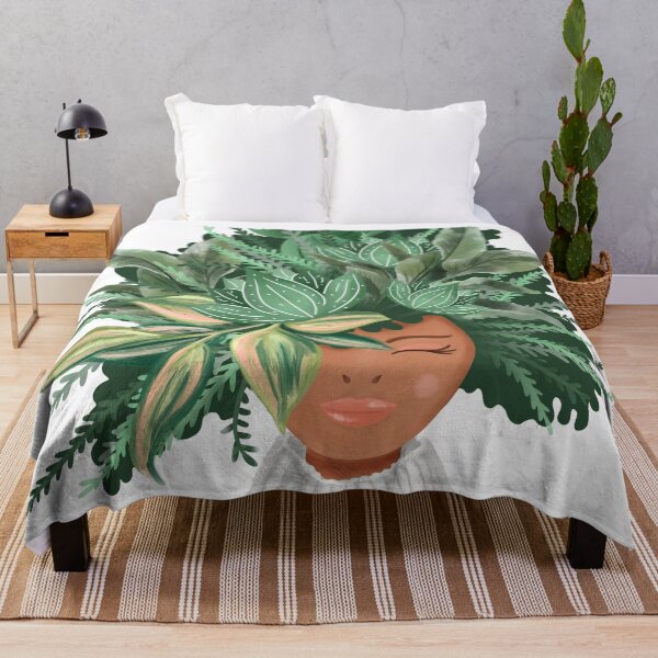 Item preview, Crazy Plant Lady Fun Watercolor Plant Lady Leafy Hairdo designed and sold by Moodthology.