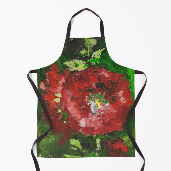 Item preview, Red Mallow Flower Oil Painting Print designed and sold by NatalyMak.